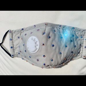 Gray Face Mask w/ Light Rose AB color Crystals